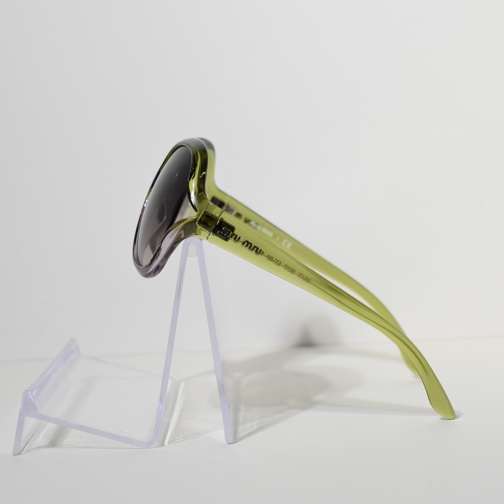Miu Miu Sunglasses Green / Clear Round Frames NWOT - Picture 2 of 6